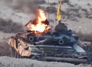 російський Т-90 горить у Сирії. AdverMAN
